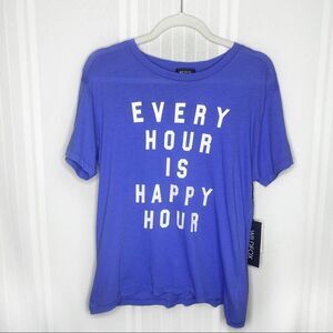 Wildfox Every Hour is Happy Hour Short Sleeve Graphic Tee Medium NWT 100% Cotton